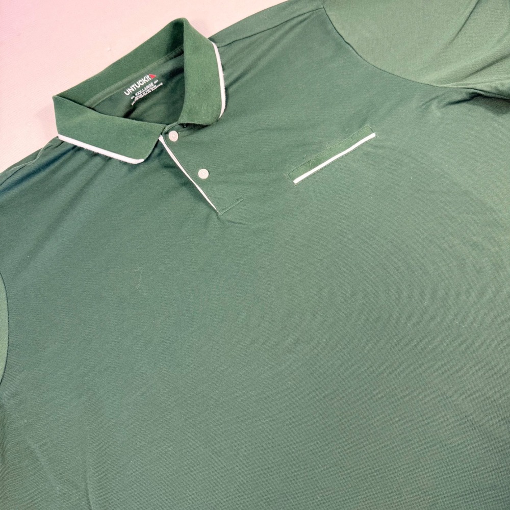 UNTUCKit Caesar Polo Shirt XXXL Green‎ Performance Tipped Short Sleeve 41088